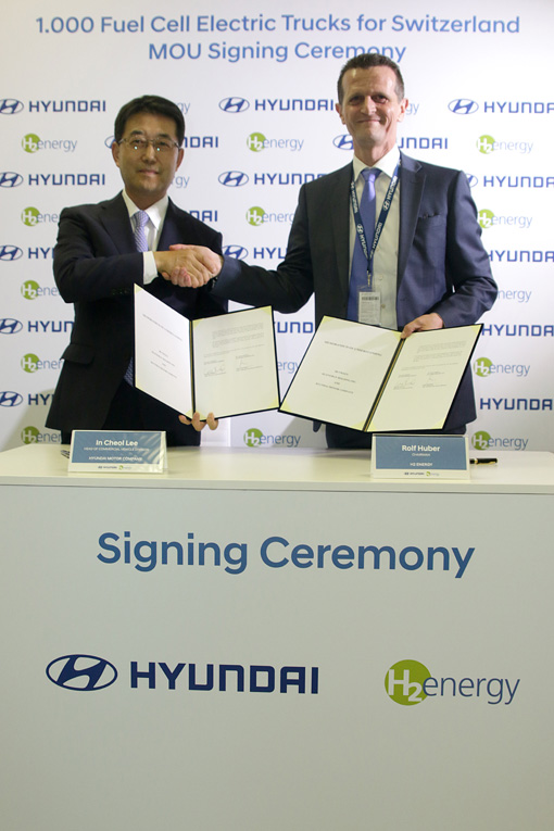 現代汽車、瑞士“h2energy”四氫電大型卡車供應1000輛
