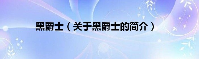 黑爵士（關(guān)于黑爵士的簡(jiǎn)介）