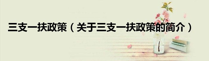 三支一扶政策（關于三支一扶政策的簡介）