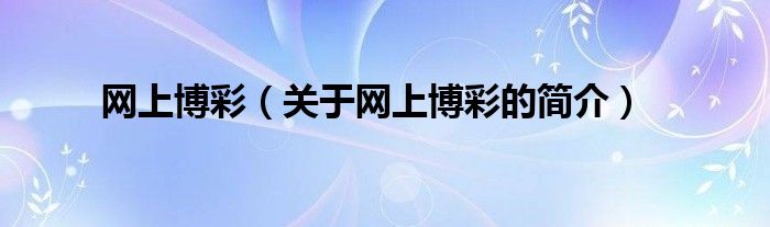 網上博彩（關于網上博彩的簡介）