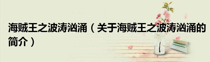 海賊王之波濤洶涌（關于海賊王之波濤洶涌的簡介）