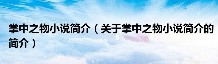 掌中之物小說簡介（關于掌中之物小說簡介的簡介）