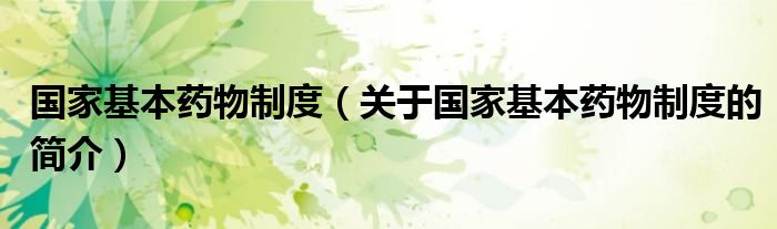 國家基本藥物制度（關于國家基本藥物制度的簡介）