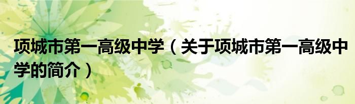 項城市第一高級中學（關于項城市第一高級中學的簡介）