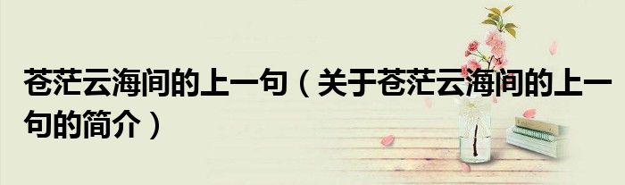 蒼茫云海間的上一句（關于蒼茫云海間的上一句的簡介）