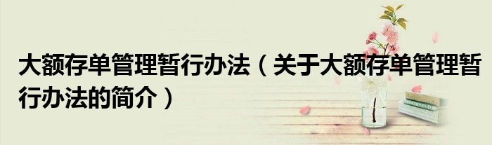 大額存單管理暫行辦法（關于大額存單管理暫行辦法的簡介）