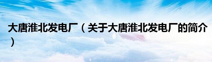 大唐淮北發電廠（關于大唐淮北發電廠的簡介）