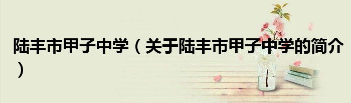 陸豐市甲子中學（關于陸豐市甲子中學的簡介）