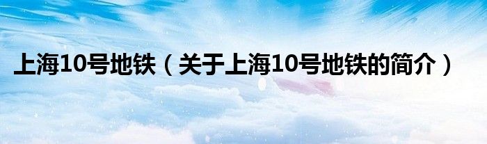 上海10號地鐵（關于上海10號地鐵的簡介）