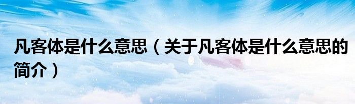 凡客體是什么意思（關于凡客體是什么意思的簡介）