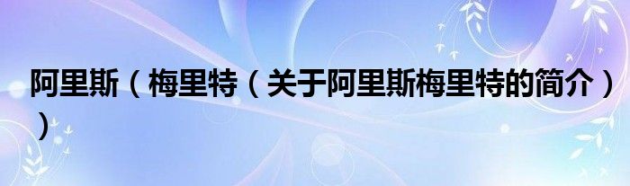 阿里斯（梅里特（關于阿里斯梅里特的簡介））