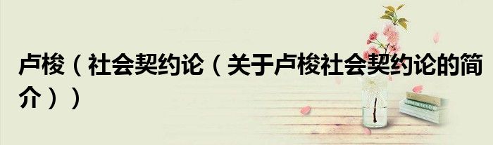 盧梭（社會契約論（關于盧梭社會契約論的簡介））