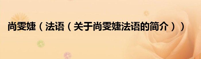 尚雯婕（法語（關于尚雯婕法語的簡介））