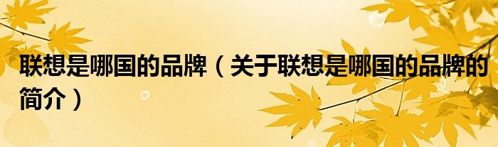 聯想是哪國的品牌（關于聯想是哪國的品牌的簡介）