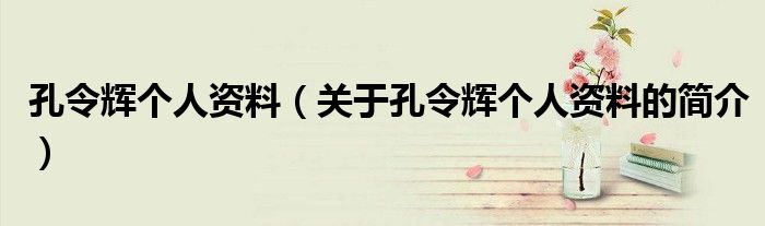 孔令輝個(gè)人資料（關(guān)于孔令輝個(gè)人資料的簡介）