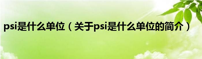 psi是什么單位（關于psi是什么單位的簡介）