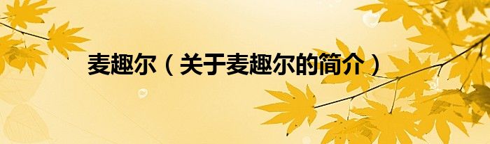 麥趣爾（關于麥趣爾的簡介）