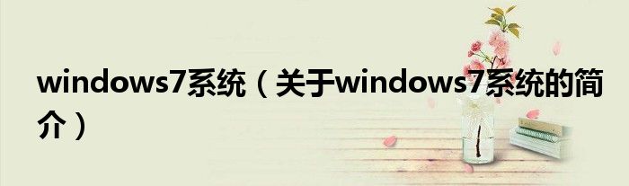 windows7系統（關于windows7系統的簡介）