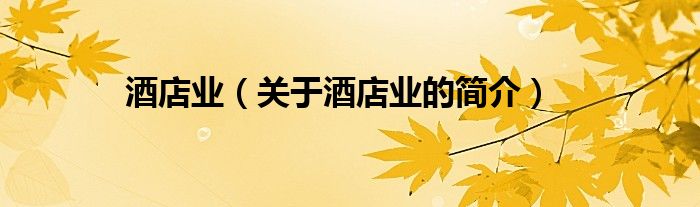 酒店業（關于酒店業的簡介）