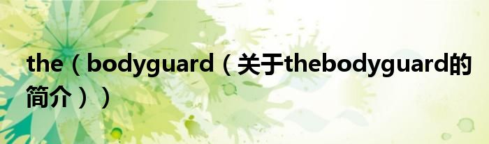 the（bodyguard（關于thebodyguard的簡介））