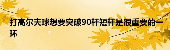 打高爾夫球想要突破90桿短桿是很重要的一環