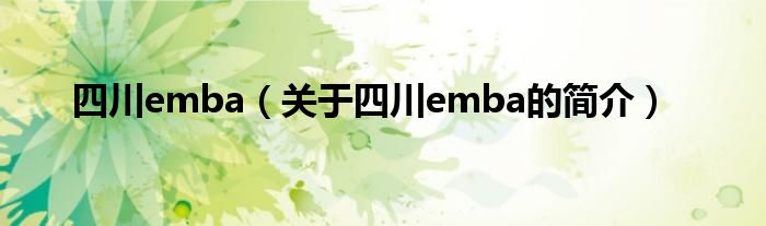 四川emba（關于四川emba的簡介）
