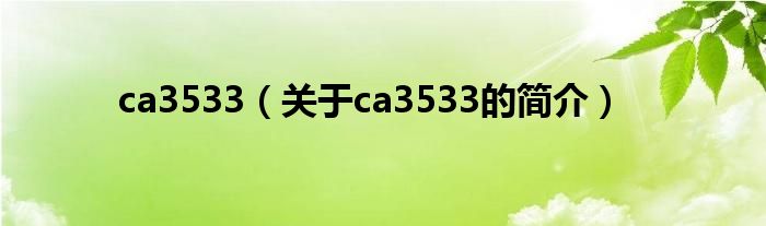 ca3533（關于ca3533的簡介）