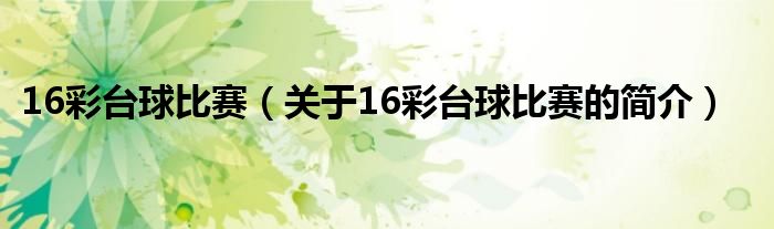 16彩臺球比賽（關于16彩臺球比賽的簡介）