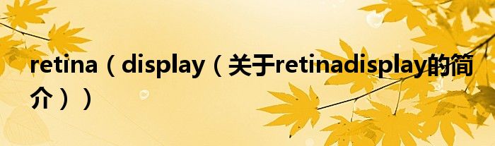 retina（display（關于retinadisplay的簡介））
