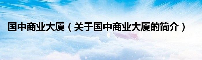 國中商業大廈（關于國中商業大廈的簡介）