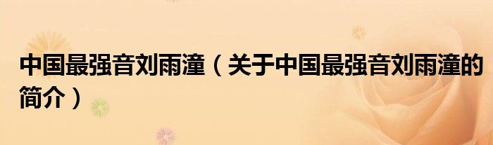 中國最強音劉雨潼（關(guān)于中國最強音劉雨潼的簡介）