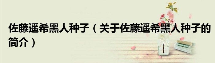 佐藤遙希黑人種子（關于佐藤遙希黑人種子的簡介）