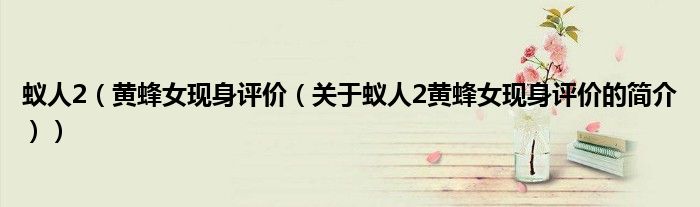 蟻人2（黃蜂女現身評價（關于蟻人2黃蜂女現身評價的簡介））