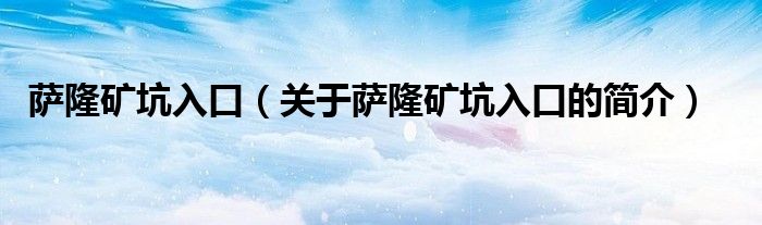 薩隆礦坑入口（關于薩隆礦坑入口的簡介）