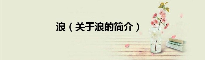 浪（關于浪的簡介）