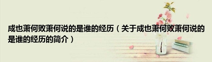 成也蕭何敗蕭何說的是誰的經歷（關于成也蕭何敗蕭何說的是誰的經歷的簡介）