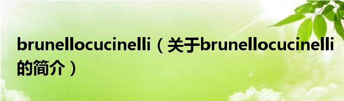 brunellocucinelli（關于brunellocucinelli的簡介）