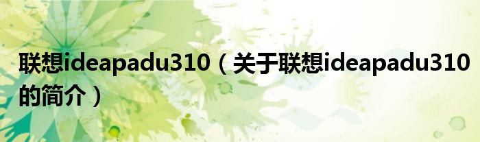 聯(lián)想ideapadu310（關于聯(lián)想ideapadu310的簡介）