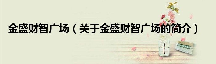 金盛財智廣場（關于金盛財智廣場的簡介）