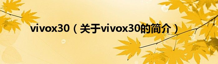 vivox30（關于vivox30的簡介）