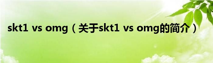 skt1 vs omg（關于skt1 vs omg的簡介）