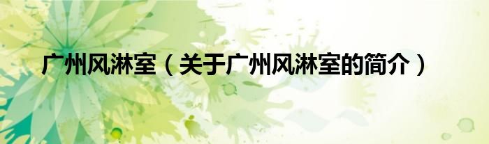 廣州風淋室（關于廣州風淋室的簡介）