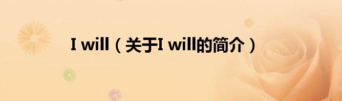 I will（關于I will的簡介）