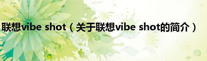 聯想vibe shot（關于聯想vibe shot的簡介）
