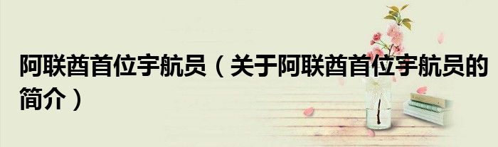 阿聯酋首位宇航員（關于阿聯酋首位宇航員的簡介）