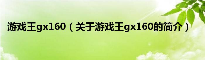 游戲王gx160（關于游戲王gx160的簡介）