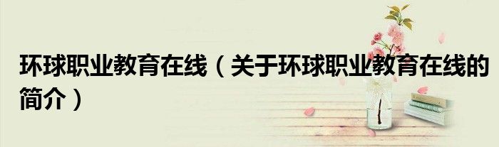 環球職業教育在線（關于環球職業教育在線的簡介）