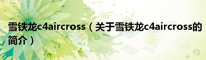 雪鐵龍c4aircross（關于雪鐵龍c4aircross的簡介）