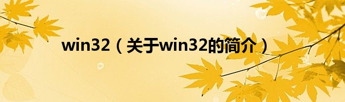 win32（關于win32的簡介）