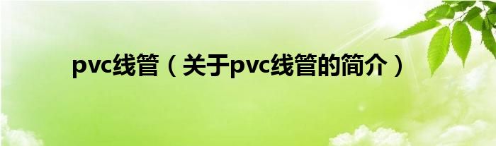 pvc線管（關于pvc線管的簡介）